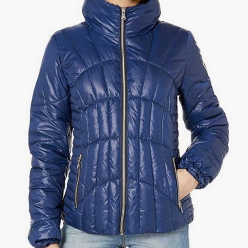 Navy Blue Quilted GUESS Puffer Jacket